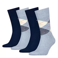 Skarpetki męskie - Tommy Hilfiger Męskie skarpety męskie H Check 4P Casual Sock, Light Blue Melange, 43/46, jasnoniebieski (light blue melange), 43-46 EU - miniaturka - grafika 1