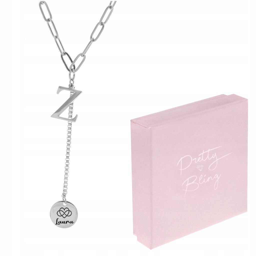 Naszyjnik celebrytka srebrna LITERKA Z + GRAWER