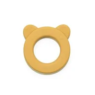 Gryzaki dla dzieci - PETITE&MARS Gryzak silikonowy z grzechotką Miś żółty 0m+ - miniaturka - grafika 1