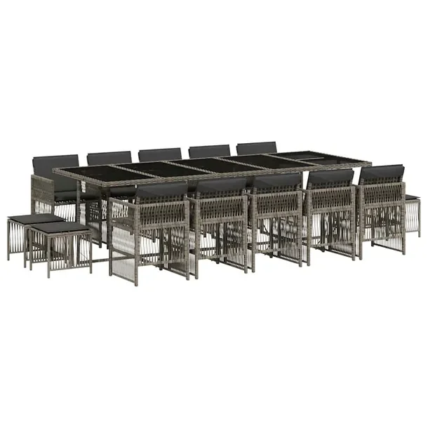 Zestaw mebli ogrodowych szaro-czarny 275 x 106 x 73 cm z poduszkami