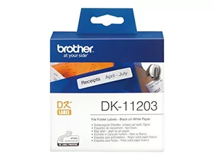Brother DK-11203 rolka etykiet, etykiety na teczki na dokumenty, czarne na białym, 300 etykiet, 17 mm (szer.) x 87 mm (dł.), oryginalne materiały eksploatacyjne Brother - Etykiety do drukarek - miniaturka - grafika 1