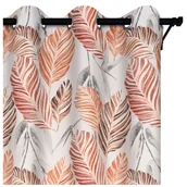 Zasłony - Voppi Półzaciemniająca zasłona na przelotki kółka 140 x 260 cm jasna zasłona w brązowe pomarańczowe szare liście - miniaturka - grafika 1