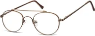 Okulary korekcyjne, oprawki, szkła - Sunoptic Okulary oprawki okrągłe zerówki metalowe korekcyjne 785E brązowe - miniaturka - grafika 1