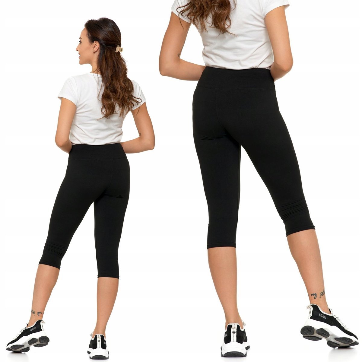 SPORTOWE LEGGINSY DAMSKIE 3/4 Z WYSOKIM STANEM PLUS SIZE MORAJ XXL BLACK