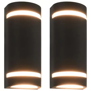 vidaXL Zewnętrzne lampy ścienne, 2 szt., 35 W, czarne, półokrągłe - Lampy ogrodowe - miniaturka - grafika 2