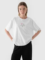 Koszulki i topy damskie - T-shirt oversize 100% bawełna damski 4F 4FRAW24TTSHF2582-10S Biały - miniaturka - grafika 1