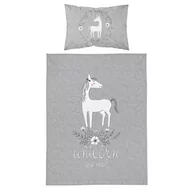 Pościel dla dzieci - Pościel niemowlęca, jednorożec, 100 x 135 cm, szara - miniaturka - grafika 1