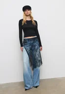 Koszulki i topy damskie - Stradivarius Bawełniana koszulka basic z długim rękawem Czarny L - miniaturka - grafika 1