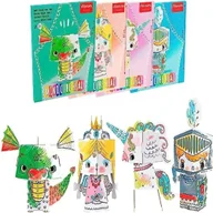 Zabawki kreatywne - Monumi Zestaw MINI CUBE HEAD fairytale - Księżniczka, Rycerz, Smok, Jednorożec - miniaturka - grafika 1