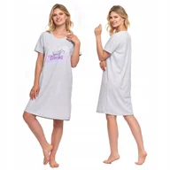 Bielizna nocna - Koszula Nocna Piżama Damska Elegancka Krótki Rękaw Do Kolan 3XL MORAJ - miniaturka - grafika 1