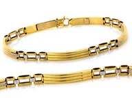 Bransolety męskie - Męska złota bransoletka 585 ze sztywnych elementów dwukolorowa 21cm 14k - miniaturka - grafika 1