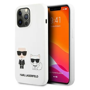 Karl Lagerfeld Silicone Karl & Choupette - Etui iPhone 13 Pro (biały) KLHCP13LSSKCW - Etui i futerały do telefonów - miniaturka - grafika 1