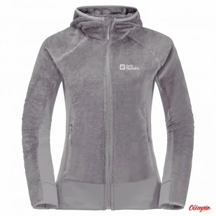 Damska kurtka polarowa Jack Wolfskin ROTWAND HOODED FZ seagull - Kurtki i kamizelki sportowe męskie - miniaturka - grafika 1