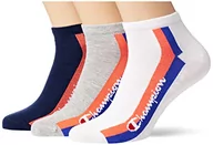 Skarpetki damskie - Champion Unisex Seasonal Script Logo 3PP Sneaker krótkie skarpety, Multicolore (Blu Marino/Grigio Melange Chiaro/Bianco), 35-38 EU (2-5 UK) (opakowanie 3 szt.) - miniaturka - grafika 1