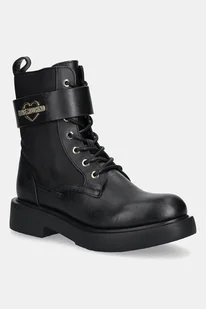 Love Moschino botki damskie kolor czarny na płaskim obcasie JA24024G1NIN100A - Botki damskie - miniaturka - grafika 1