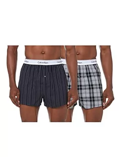 Spodenki damskie - Calvin Klein 2 pary bokserek slim fit Bokserki (szorty) Mężczyźni, Ryan Stripe D Well/ Hickory Plaid B Jkz, M - grafika 1