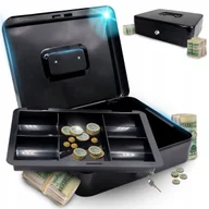 Sejfy i kasy pancerne - KASETKA NA PIENIĄDZE BANKNOTY SEJF NA KLUCZYK SCHOWEK SKRYTKA CZARNA - miniaturka - grafika 1