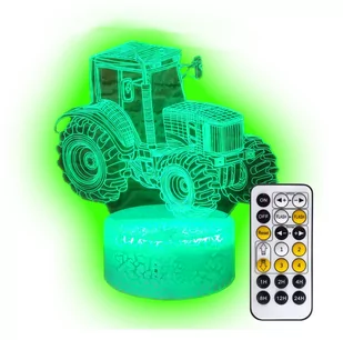 Lampka nocna 3D LED TRAKTOR CIĄGNIK kabel USB + PILOT - Wyposażenie pokoiku dziecięcego - miniaturka - grafika 1