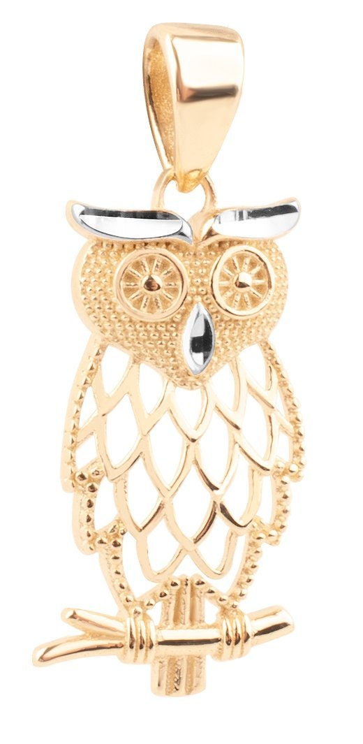 PIĘKNA ZŁOTA ZAWIESZKA AŻUROWA SÓWKA SOWA 14KT 585