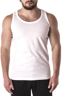 Koszulki sportowe męskie - Koszulka bezrękawnik am10 - biała - Risardi - grafika 1