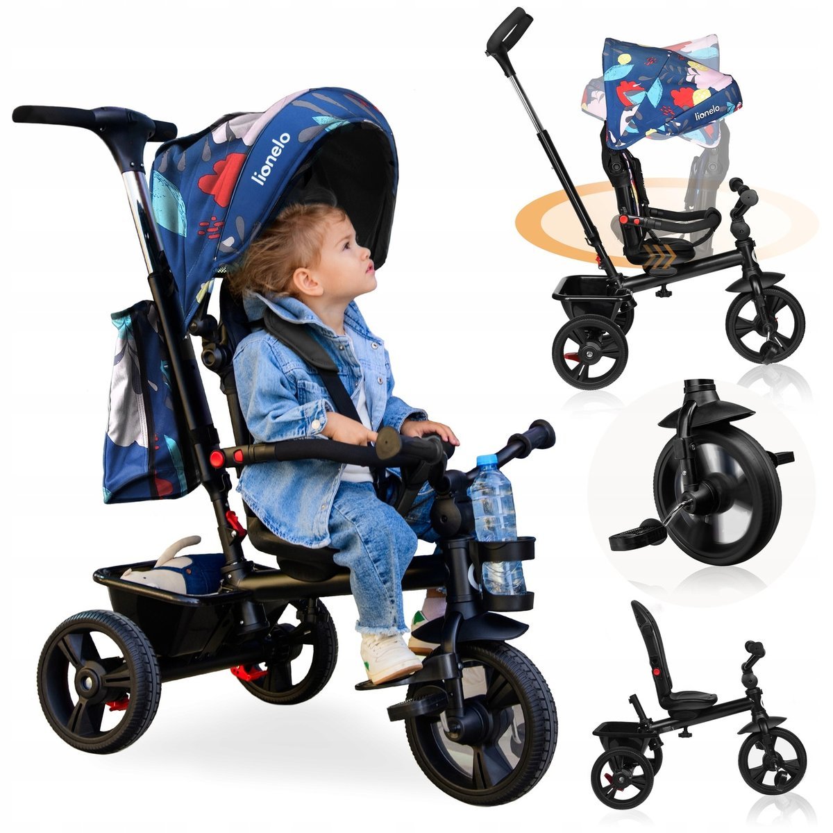 LIONELO Rowerek Trójkołowy Haari 2 w 1 kolor Blue Navy 5903771700382