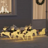 Ozdoby bożonarodzeniowe - vidaXL LED Renifery 7 pcs złoty tkanina - miniaturka - grafika 1