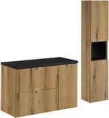 Meble łazienkowe - Zestaw meblowy 90cm z blatem i szafką wysoką - miniaturka - grafika 1