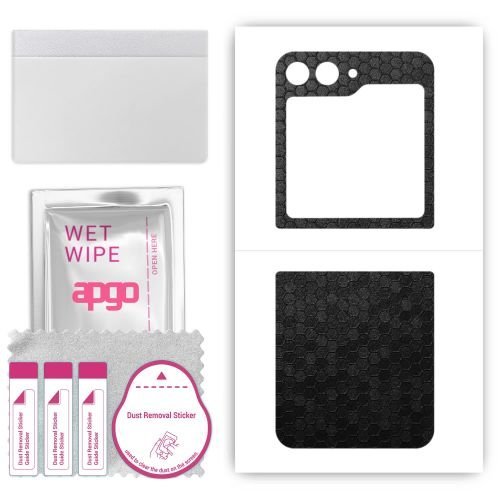 folia naklejka skórka strukturalna na TYŁ do Samsung Galaxy Z Flip5 Retro - Plaster Miodu Czarny - apgo SKINS