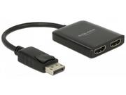 Adaptery i przejściówki - Delock Splitter video DisplayPort 1.2 > 2x 4K na kablu 25cm (87720) - miniaturka - grafika 1