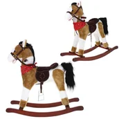 Skoczki dla dzieci - Interaktywny Koń Konik Na Biegunach Rży Merda Ogonem Kowbojska Chusta Beżowo-Biały - miniaturka - grafika 1