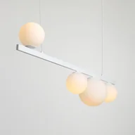 Oprawy, klosze i abażury - Podłużna wisząca lampa Garda 4 w kolorze białym z mlecznymi kloszami - miniaturka - grafika 1