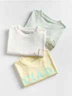 Koszulki dla chłopców - Reserved - Bawełniany t-shirt 3 pack - jasnozielony - miniaturka - grafika 1