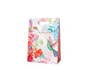 Opakowania i torebki na prezenty - Incood mała torebka prezentowa biała w kolorowe kwiaty i ptaki - miniaturka - grafika 1
