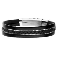 Bransolety męskie - Męska bransoletka czarny pleciony rzemień. - miniaturka - grafika 1