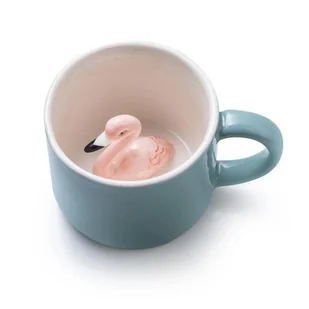 Kubek z flamingiem szary - kubek - Kubki - miniaturka - grafika 1