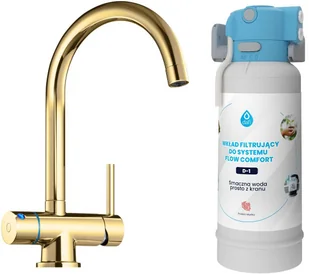 System filtrujący Dafi FLOW COMFORT D1 + bateria trójdrożna VITO złoto szczotkowane - Uzdatniacze wody - miniaturka - grafika 1