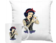 Gadżety dla niej i dla niego - ZESTAW PODUSZKA + KUBEK Księżniczka Królewna Śnieżka Tattoo Prezent - miniaturka - grafika 1