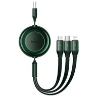 Złącza, przejściówki, adaptery - Baseus Bright Mirror 2 zwijany kabel przewód 3w1 USB Typ A - micro USB + Lightning + USB Typ C 3.5A 1.1m zielony (CAMJ010006) - miniaturka - grafika 1