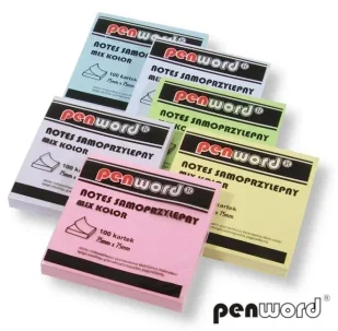 Penword Notes samoprzylepny pastel mix 75x75mm 100K - Szkolne artykuły papiernicze - miniaturka - grafika 1