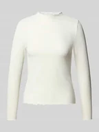 Bluzki damskie - Bluzka o kroju slim fit z długim rękawem i dodatkiem wiskozy model ‘LEMMA’ - miniaturka - grafika 1