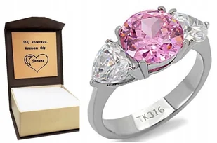 Pierścionek ROSES różowy glamour 316L stal 11 - Pierścionki - miniaturka - grafika 1