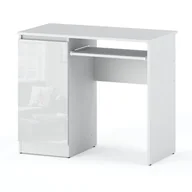 Biurka gamingowe - Biurko Gamingowe Komputerowe Szkolne Białe Połysk 90 CM Z 2 Półkami - miniaturka - grafika 1