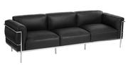 Sofy i kanapy - D2.Design INSP. Sofa 3-osobowa Soft GC , czarna skóra - miniaturka - grafika 1