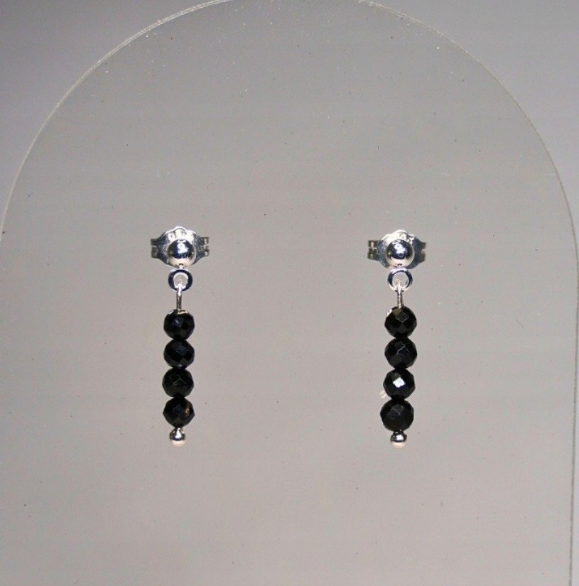 Kolczyki Turmalin Czarny 3mm - Crystals Break Srebro 925 14k