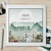 Albumy fotograficzne - Duży album na zdjęcia z nadrukiem dla pary podróżników na ślub roczn - miniaturka - grafika 1