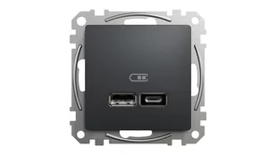 Schneider Electric Gniazdo ładowania USB A+C 2,4A, czarny antracyt SEDNA DESIGN - Gniazdka elektryczne - miniaturka - grafika 1