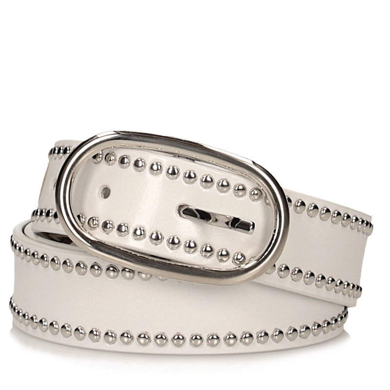 Biały skórzany pasek damski Toscanio 18326 - 90