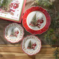 Talerze - Zestaw do ciasta świąteczny na 6 osób porcelanowy SANTA CLAUS - miniaturka - grafika 1