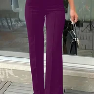 Inne - TEMU Spodnie damskie slim-fit w jednolitym kolorze z elastycznym materiałem - Pranie w pralce, eleganckie spodnie w stylu resortowym na wiosnę/, do - miniaturka - grafika 1