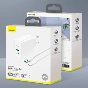 Baseus szybka ładowarka sieciowa USB / USB Typ C VOOC Quick Charge 4.0+ Power Delivery 3.0 + kabel USB - USB Typ C 1m czarny (TZCCFS-H01) - Ładowarki do telefonów - miniaturka - grafika 18